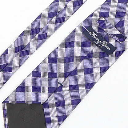 Racing Green  Mens Purple Plaids & Checks Silk Pointed Tie One Size