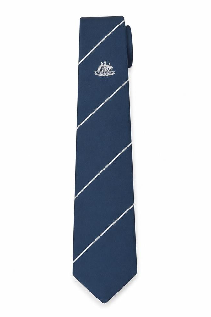 Front view of a. Royale men’s green striped polyester pointed tie one size - australia