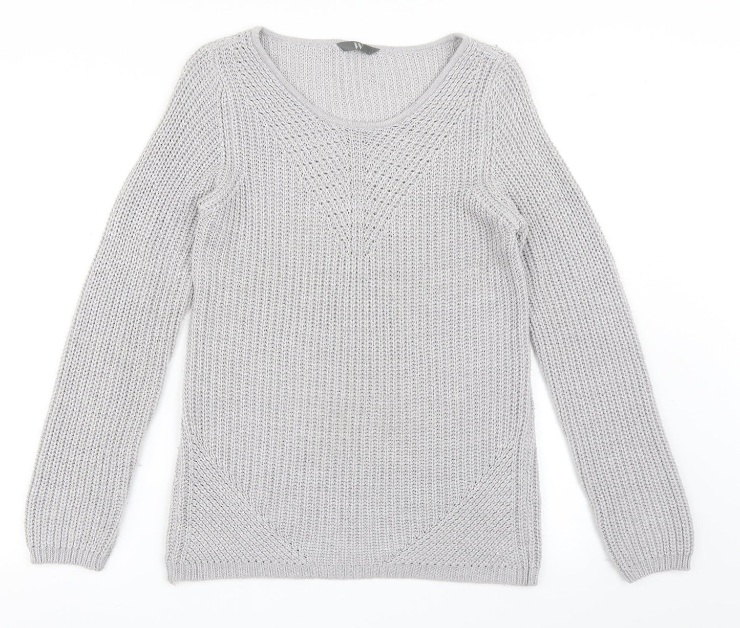 BHS Womens Grey Scoop Neck  Acrylic Pullover Jumper Size 10