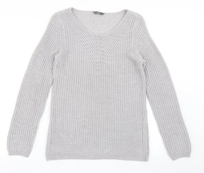 BHS Womens Grey Scoop Neck  Acrylic Pullover Jumper Size 10