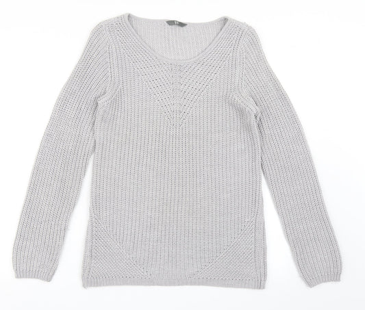 BHS Womens Grey Scoop Neck  Acrylic Pullover Jumper Size 10