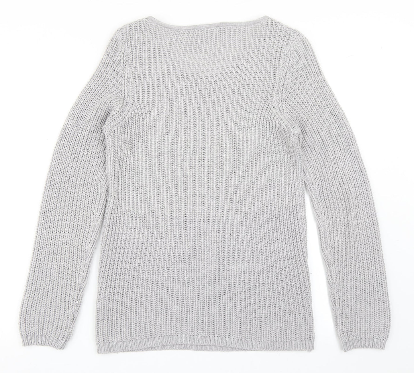 BHS Womens Grey Scoop Neck  Acrylic Pullover Jumper Size 10