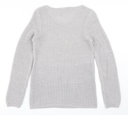 BHS Womens Grey Scoop Neck  Acrylic Pullover Jumper Size 10
