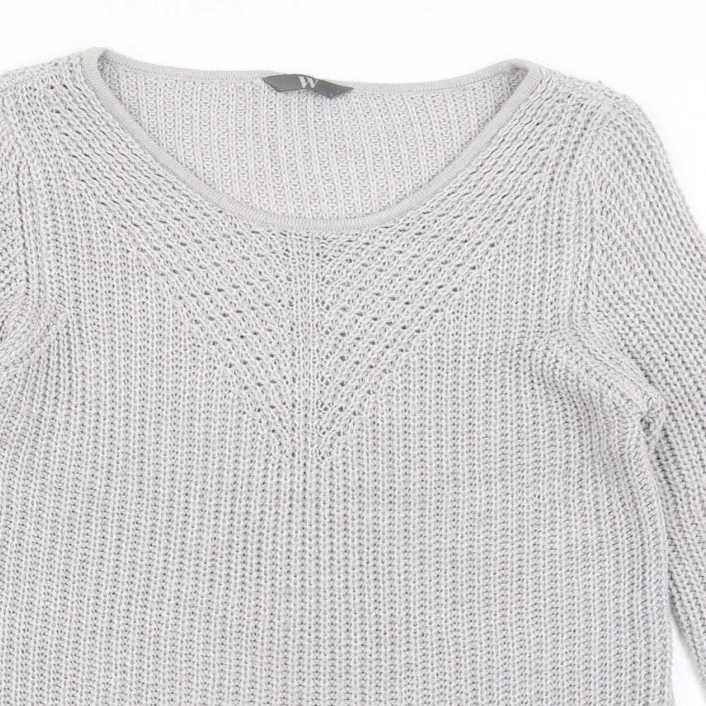 BHS Womens Grey Scoop Neck  Acrylic Pullover Jumper Size 10