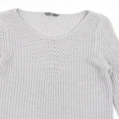 BHS Womens Grey Scoop Neck  Acrylic Pullover Jumper Size 10