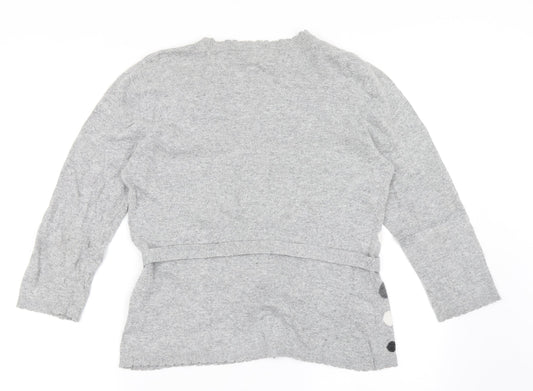 CC Womens Grey V-Neck Polka Dot Cotton Cardigan Jumper Size L