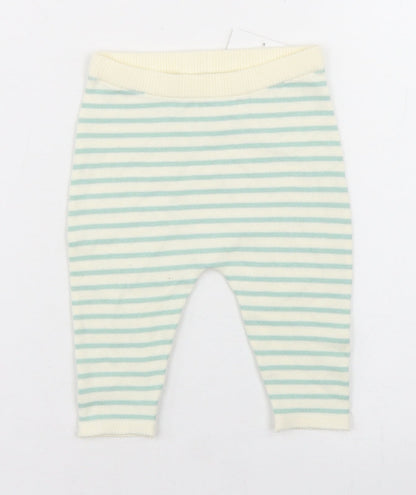 NEXT Boys White Striped Cotton Jogger Trousers Size 3-6 Months
