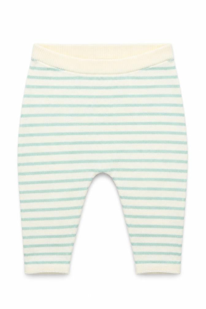 Front view of Next boys’ white striped cotton jogger trousers, size 3-6, months