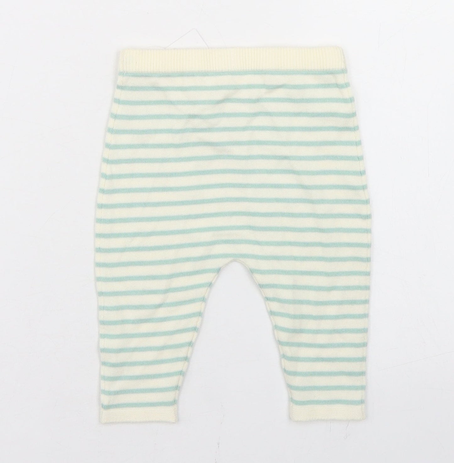 NEXT Boys White Striped Cotton Jogger Trousers Size 3-6 Months