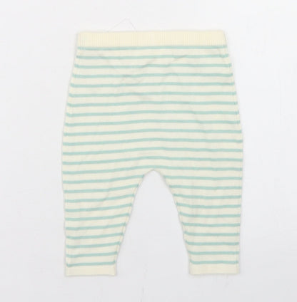 NEXT Boys White Striped Cotton Jogger Trousers Size 3-6 Months