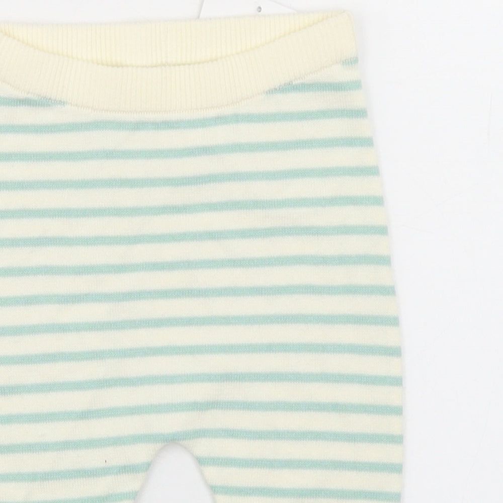 NEXT Boys White Striped Cotton Jogger Trousers Size 3-6 Months