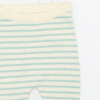 NEXT Boys White Striped Cotton Jogger Trousers Size 3-6 Months