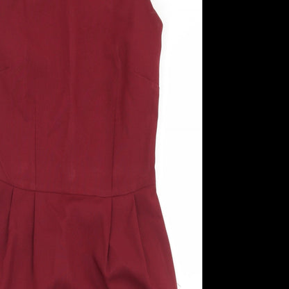 ASOS Womens Red  Polyester Pencil Dress  Size 10  Round Neck Zip