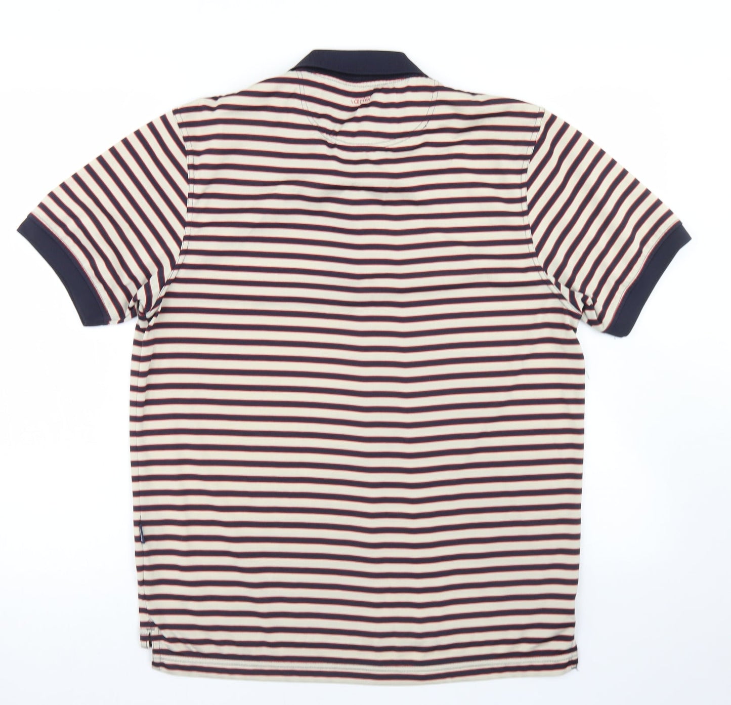 Kartel Mens Blue Striped Polyester  Polo Size M Collared Button