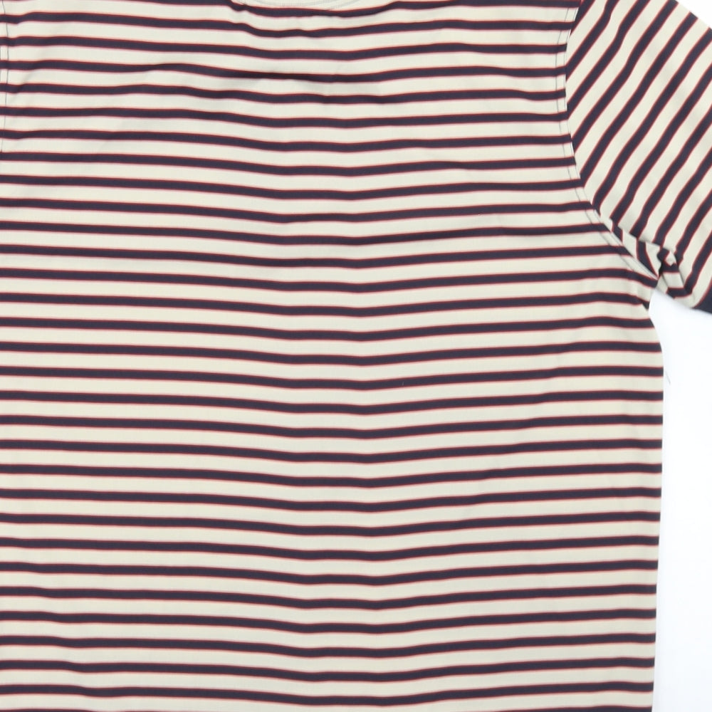 Kartel Mens Blue Striped Polyester  Polo Size M Collared Button