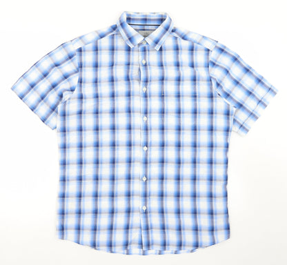 Mens UK Size M Marks and Spencer Blue  Button-Up Short Sleeve Casual Shirt