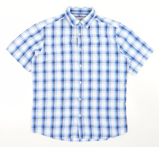Mens UK Size M Marks and Spencer Blue  Button-Up Short Sleeve Casual Shirt