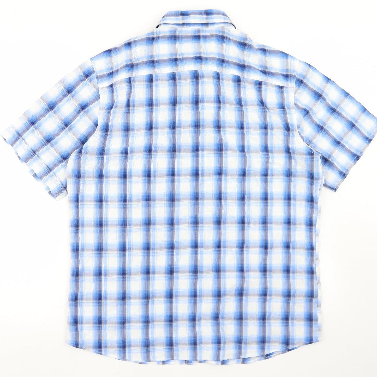 Mens UK Size M Marks and Spencer Blue  Button-Up Short Sleeve Casual Shirt