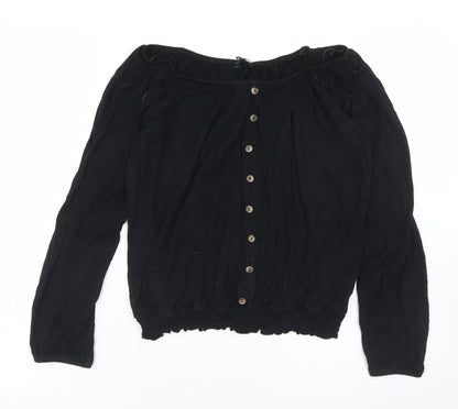 Womens UK Size 12 Peacocks Black Basic Blouse