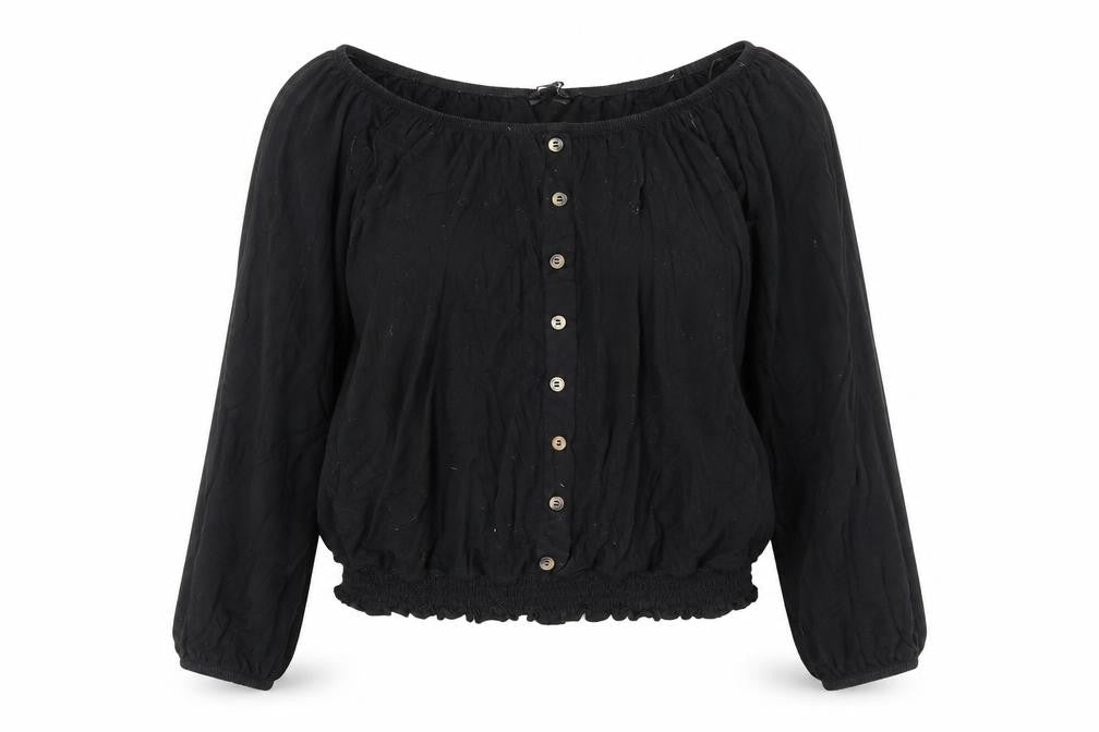 Womens UK Size 12 Peacocks Black Basic Blouse