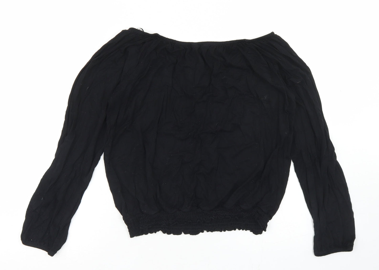 Womens UK Size 12 Peacocks Black Basic Blouse
