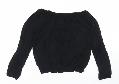 Womens UK Size 12 Peacocks Black Basic Blouse