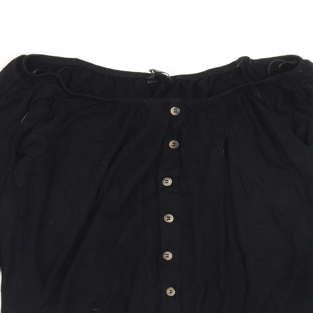 Womens UK Size 12 Peacocks Black Basic Blouse