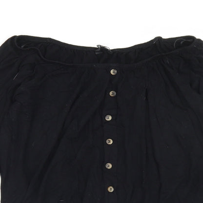 Womens UK Size 12 Peacocks Black Basic Blouse