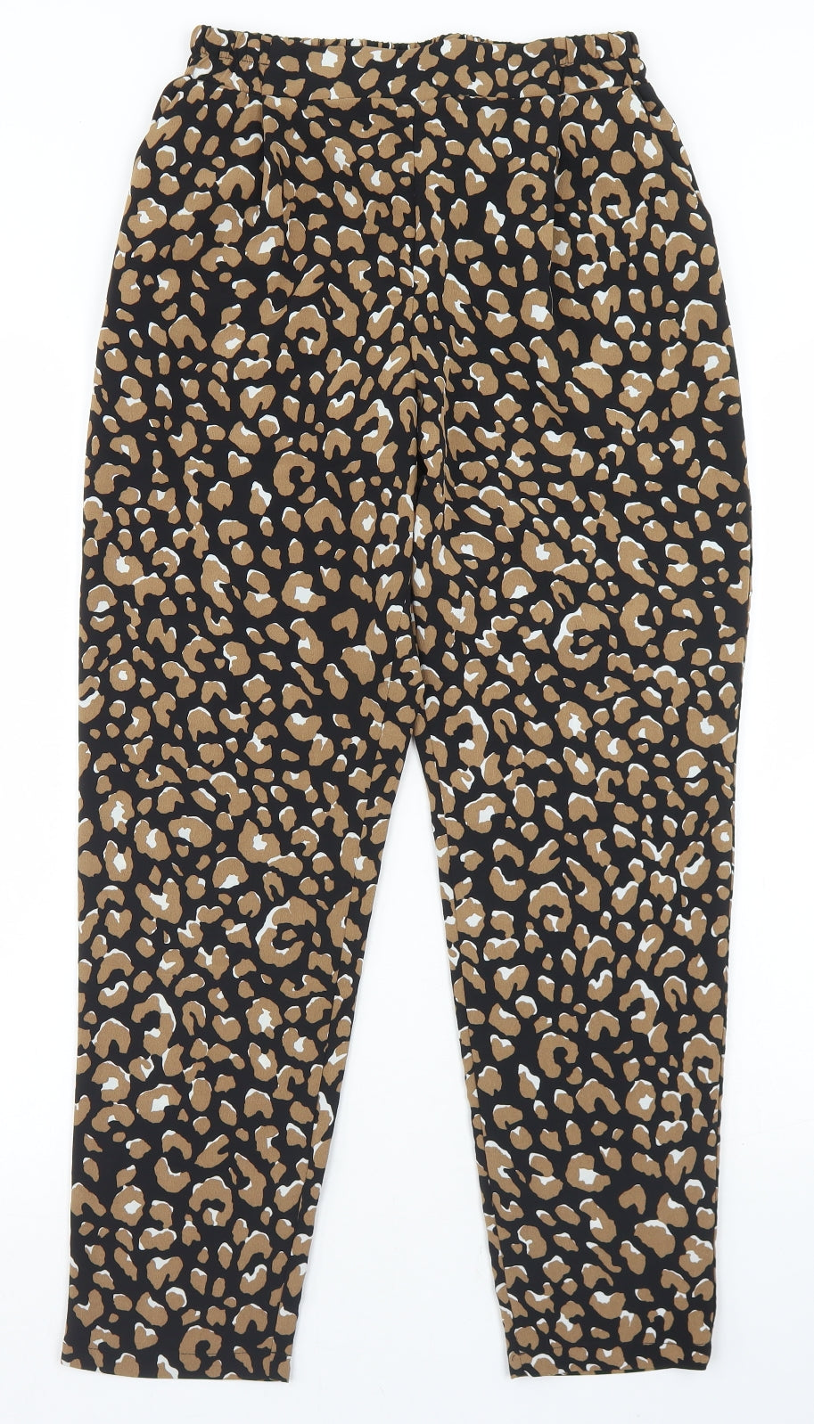 Primark Womens Black Animal Print Polyester Dress Pants Trousers Size 8 L27 in Regular