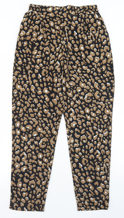 Primark Womens Black Animal Print Polyester Dress Pants Trousers Size 8 L27 in Regular