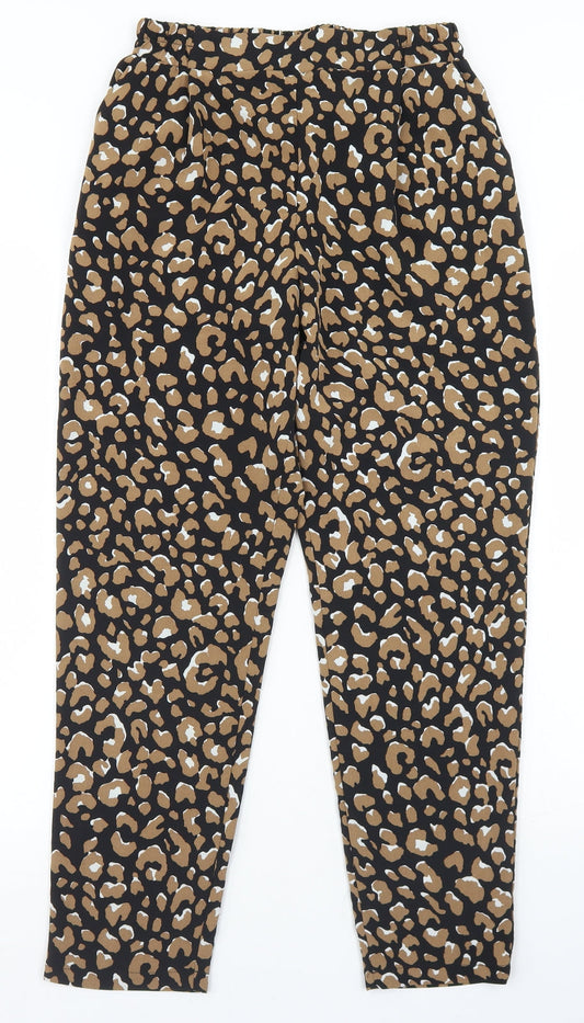 Primark Womens Black Animal Print Polyester Dress Pants Trousers Size 8 L27 in Regular