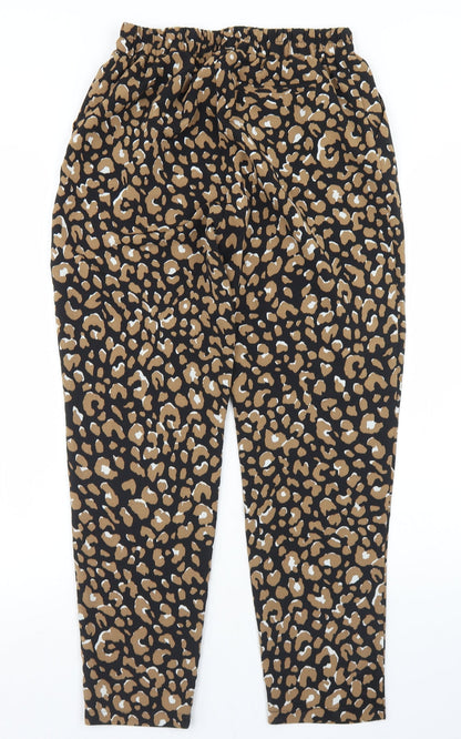 Primark Womens Black Animal Print Polyester Dress Pants Trousers Size 8 L27 in Regular