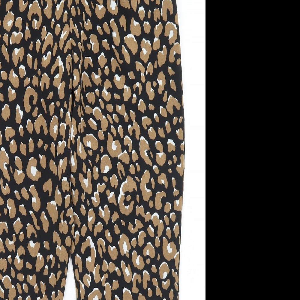 Primark Womens Black Animal Print Polyester Dress Pants Trousers Size 8 L27 in Regular