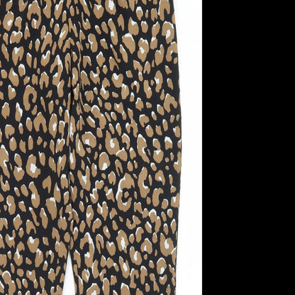 Primark Womens Black Animal Print Polyester Dress Pants Trousers Size 8 L27 in Regular