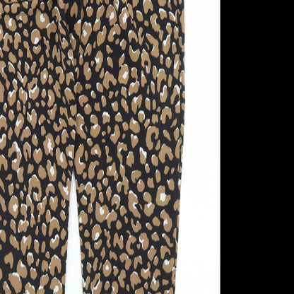 Primark Womens Black Animal Print Polyester Dress Pants Trousers Size 8 L27 in Regular