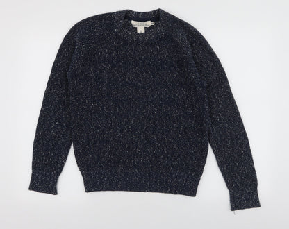 L.O.G.G Mens Blue High Neck  Cotton Pullover Jumper Size M