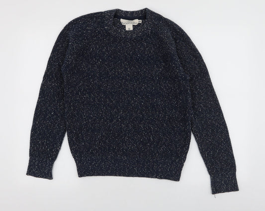 L.O.G.G Mens Blue High Neck  Cotton Pullover Jumper Size M