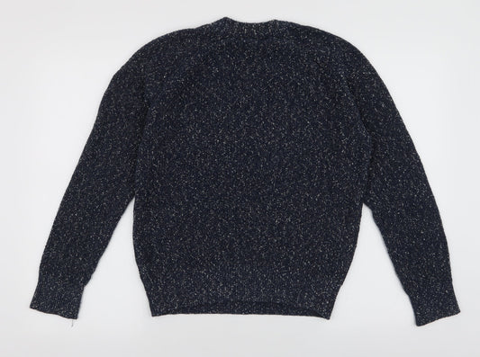 L.O.G.G Mens Blue High Neck  Cotton Pullover Jumper Size M