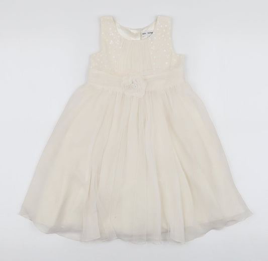 Marks and Spencer Girls Ivory  Polyester Tutu Dress  Size 2-3 Years  Round Neck Button