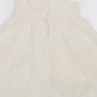 Marks and Spencer Girls Ivory  Polyester Tutu Dress  Size 2-3 Years  Round Neck Button