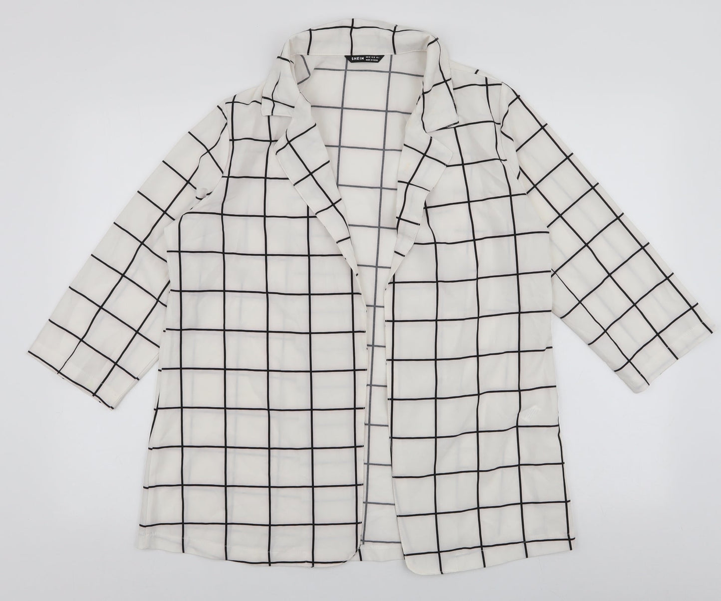 SheIn Womens White Plaid  Jacket  Size M