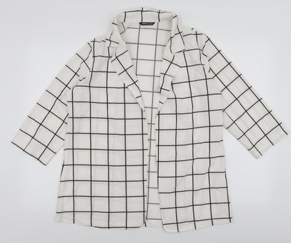 SheIn Womens White Plaid  Jacket  Size M