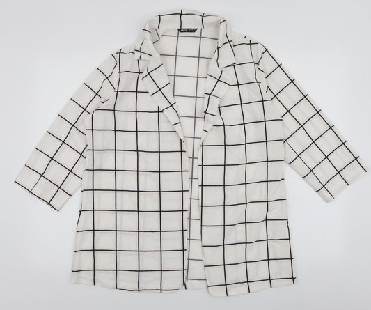 SheIn Womens White Plaid  Jacket  Size M
