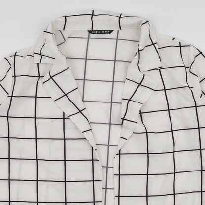 SheIn Womens White Plaid  Jacket  Size M