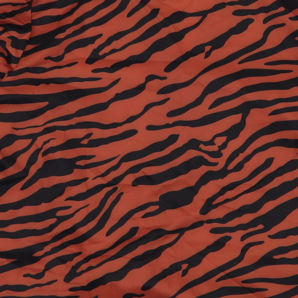 SheIn Womens Brown Animal Print Polyester Basic Blouse Size M Collared