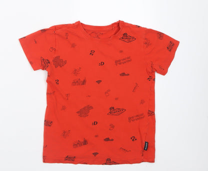 Additional front view of RESERVED boys’ red geometric cotton basic t-shirt, size 8, years crew neck pullover