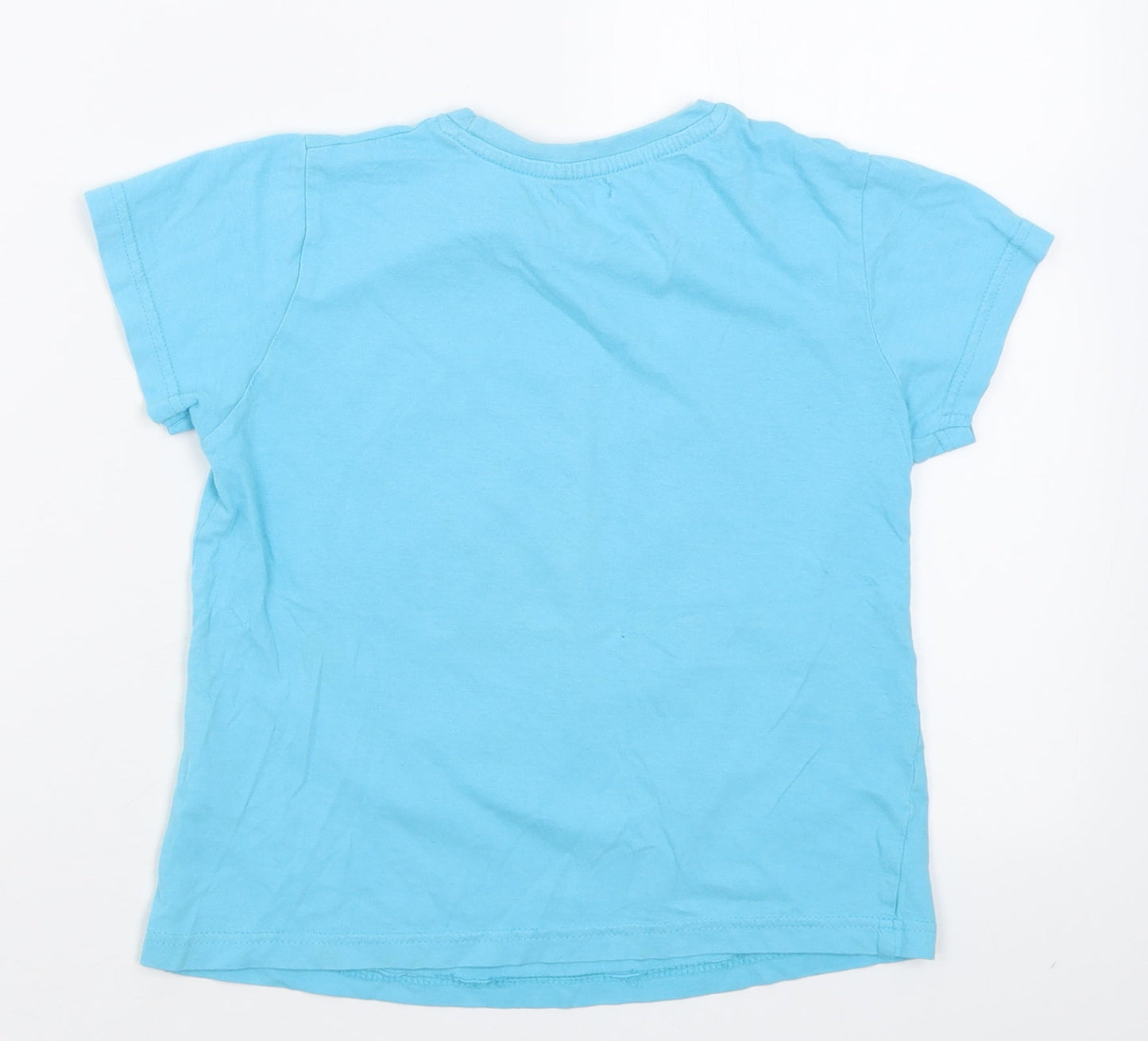 Preworn Boys Blue  Cotton Basic T-Shirt Size 8 Years Crew Neck Pullover - Lets smile together