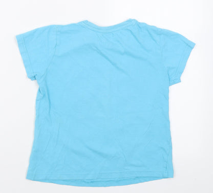 Preworn Boys Blue  Cotton Basic T-Shirt Size 8 Years Crew Neck Pullover - Lets smile together