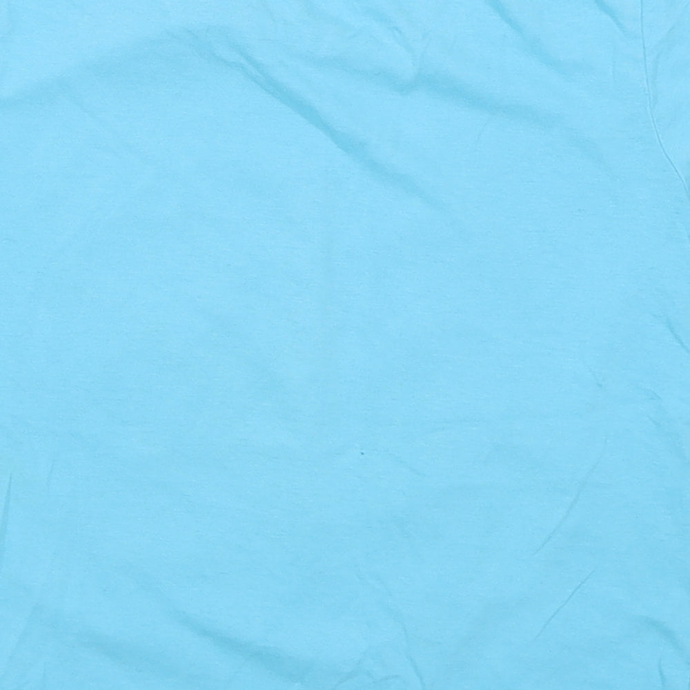 Preworn Boys Blue  Cotton Basic T-Shirt Size 8 Years Crew Neck Pullover - Lets smile together