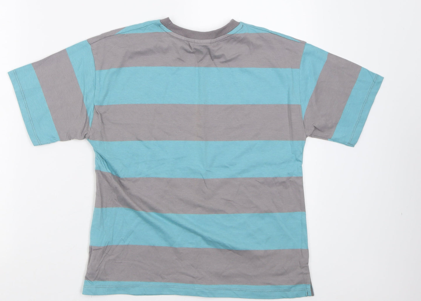 Zara Boys Blue Striped Cotton Basic T-Shirt Size 8 Years Crew Neck Pullover - lemonade band
